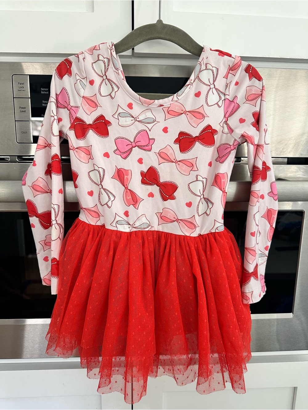 Cheeky Plum Girls Red Bow Print Tulle Dress Costume 3T
